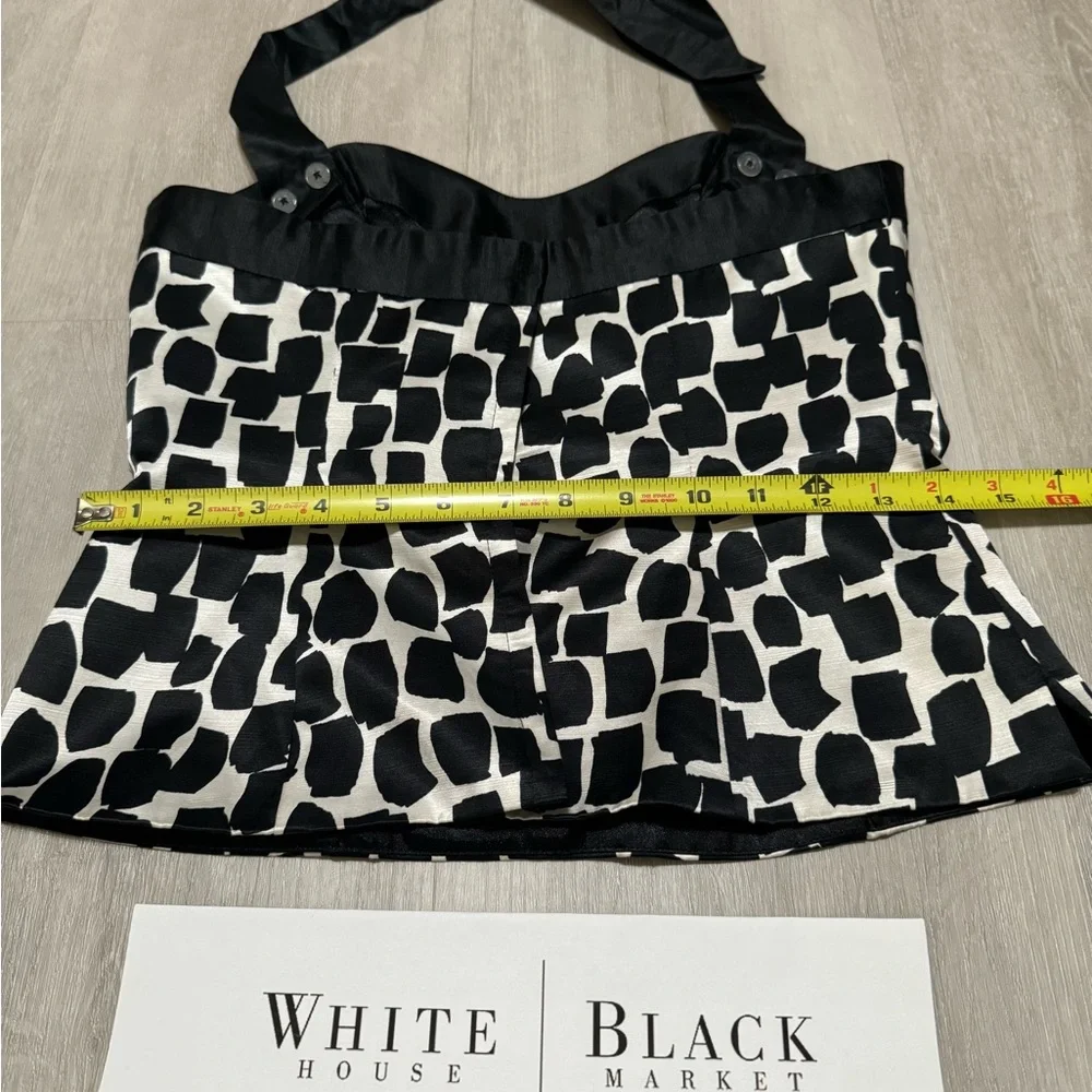 White House Black Market Bustier Strapless Top Black White Abstract Print - 4 - Picture 4 of 11